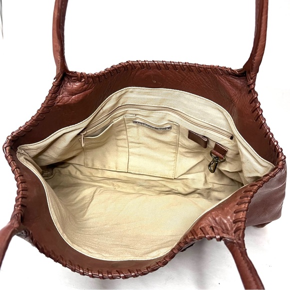 Anthropologie Isabella Bird Brown Leather Bag w/ Tooled Leather Front Pocket - Picture 4 of 10